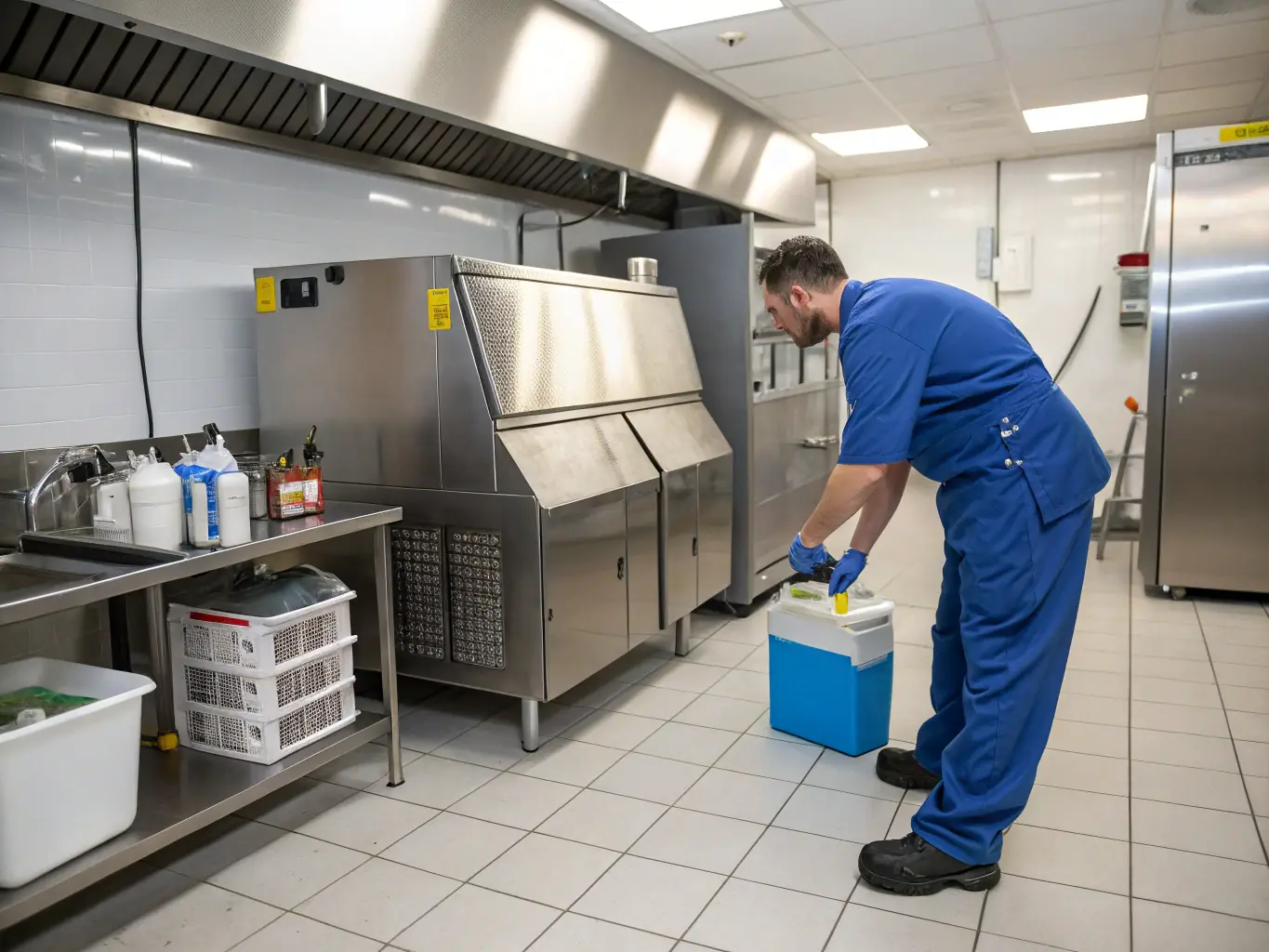 A commercial refrigeration unit being serviced by a skilled technician, emphasizing the importance of specialized refrigeration services for businesses.